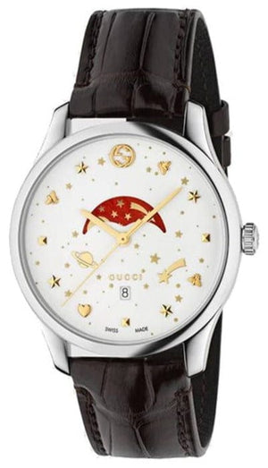 Buy Shop Gucci G-Timeless Sapphire Crystal White Dial Black Leather Strap Unisex Watch - YA126325 USA Online