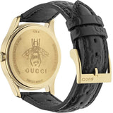 Gucci G Timeless Quartz Black Dial Black Leather Strap Watch For Women - YA1264034A