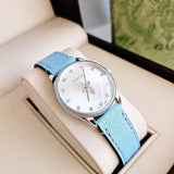 Buy Shop Gucci G Timeless Silver Dial Blue Leather Strap Watch for Women - YA1265039 USA Online