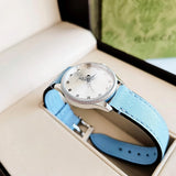 Buy Shop Gucci G Timeless Silver Dial Blue Leather Strap Watch for Women - YA1265039 USA Online