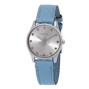 Buy Shop Gucci G Timeless Silver Dial Blue Leather Strap Watch for Women - YA1265039 USA Online