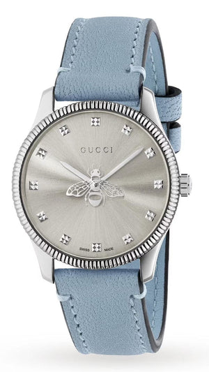 Buy Shop Gucci G Timeless Silver Dial Blue Leather Strap Watch for Women - YA1265039 USA Online
