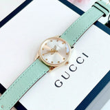 Buy Shop Gucci G Timeless Silver Dial Green Leather Strap Watch for Women - YA1265040 USA Online