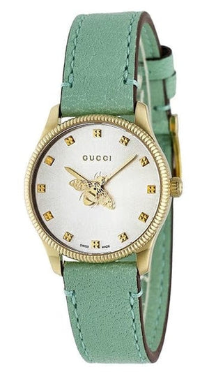 Buy Shop Gucci G Timeless Silver Dial Green Leather Strap Watch for Women - YA1265040 USA Online