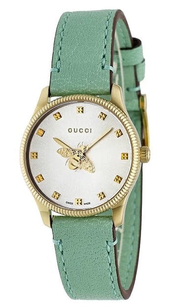 Buy Shop Gucci G Timeless Silver Dial Green Leather Strap Watch for Women - YA1265040 USA Online