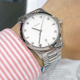 Buy Shop Gucci G Timeless Silver Dial Silver Steel Strap Watch For Women - YA1264028 USA Online