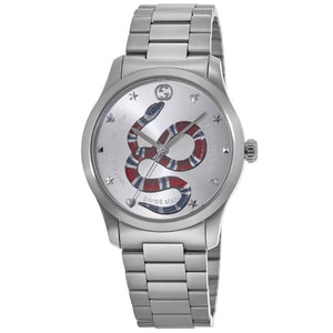 Buy Shop Gucci G Timeless Silver Dial Silver Steel Strap Watch For Women - YA1264076 USA Online