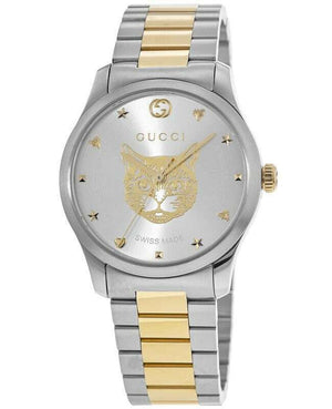 Buy Shop Gucci G Timeless Silver Dial Two Tone Steel Strap Watch For Women - YA1264074 USA Online