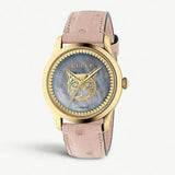 Buy Shop Gucci G Timeless Skeleton 16K Gold Mother of Pearl Dial Pink Leather Strap Watch For Women - YA1264110 USA Online