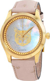 Gucci G Timeless Skeleton 16K Gold Mother of Pearl Dial Pink Leather Strap Watch For Women - YA1264110