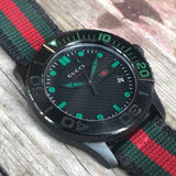 Buy Shop Gucci G Timeless Sport Black Dial Two Tone NATO Strap Watch For Men - YA126229 USA Online