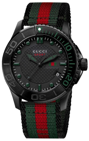 Buy Shop Gucci G Timeless Sport Black Dial Two Tone NATO Strap Watch For Men - YA126229 USA Online