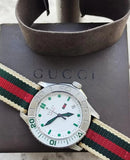 Buy Shop Gucci G Timeless White Dial Two Tone Nylon Strap Watch For Men - YA126231 USA Online