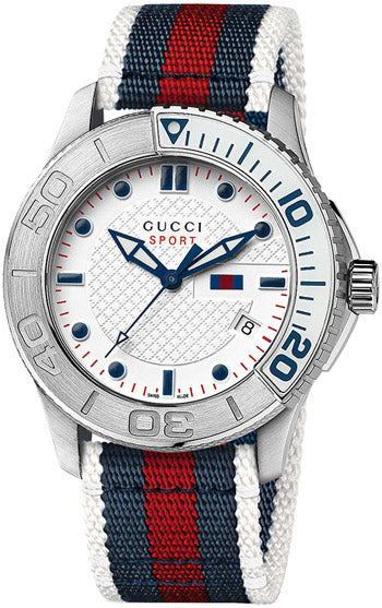 Buy Shop Gucci G Timeless White Dial Two Tone Nylon Strap Watch For Men - YA126231 USA Online