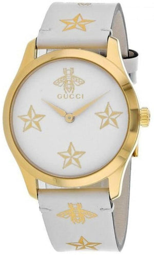 Buy Shop Gucci G Timeless White Dial White Leather Strap Watch For Women - YA1264096 USA Online