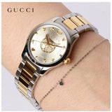 Buy Shop Gucci G Timeless Quartz Silver Dial Two Tone Steel Strap Watch For Women - YA126596 USA Online