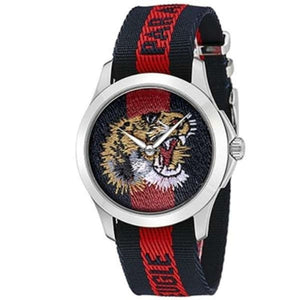 Buy Shop Gucci G Timless Le Marche Des Merveilles Blue & Red Dial Blue & Red Nylon Strap Unisex Watch - YA126495 USA Online