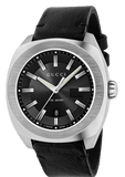Gucci GG2570 Black Dial Black Leather Strap Watch For Men - YA142206