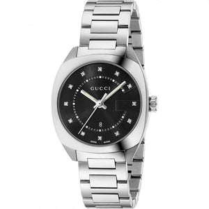 Buy Shop Gucci GG2570 Diamonds Black Dial Silver Steel Strap Watch For Women - YA142404 USA Online