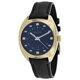 Gucci GG2570 Quartz Black Dial Black Leather Strap Watch For Women - YA142408