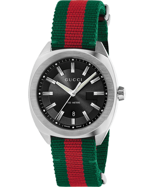 Buy Shop Gucci GG2570 Quartz Black Dial Green & Red Nylon Strap Watch For Men - YA142305 USA Online