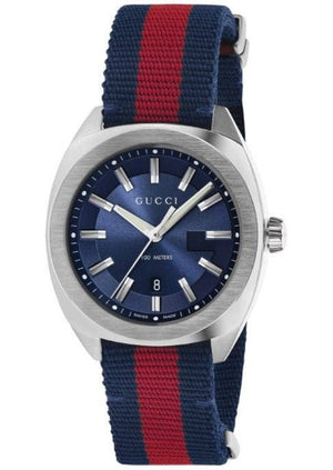 Buy Shop Gucci GG2570 Quartz Blue Dial Blue & Red Nylon Strap Watch For Men - YA142304 USA Online