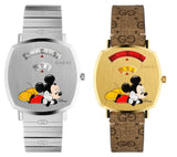 Buy Shop Gucci Grip Disney Mickey Mouse Gold Dial Brown Leather Strap Watch For Women - YA157420 USA Online