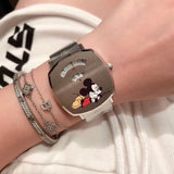 Buy Shop Gucci Grip Disney Mickey Mouse Gold Dial Brown Leather Strap Watch For Women - YA157420 USA Online