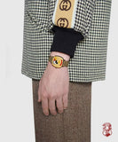 Buy Shop Gucci Grip Disney Mickey Mouse Gold Dial Brown Leather Strap Watch For Women - YA157420 USA Online