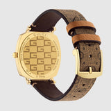 Buy Shop Gucci Grip Disney Mickey Mouse Gold Dial Brown Leather Strap Watch For Women - YA157420 USA Online