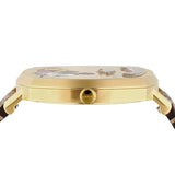 Buy Shop Gucci Grip Disney Mickey Mouse Gold Dial Brown Leather Strap Watch For Women - YA157420 USA Online