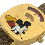 Buy Shop Gucci Grip Disney Mickey Mouse Gold Dial Brown Leather Strap Watch For Women - YA157420 USA Online