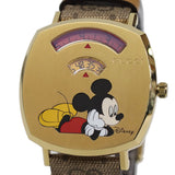 Buy Shop Gucci Grip Disney Mickey Mouse Gold Dial Brown Leather Strap Watch For Women - YA157420 USA Online