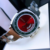 Buy Shop Gucci Grip Quartz Chronograph Red Dial Silver Steel Strap Watch For Men - YA157303 USA Online