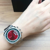 Buy Shop Gucci Grip Quartz Chronograph Red Dial Silver Steel Strap Watch For Men - YA157303 USA Online