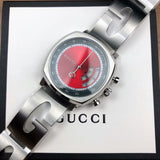 Buy Shop Gucci Grip Quartz Chronograph Red Dial Silver Steel Strap Watch For Men - YA157303 USA Online