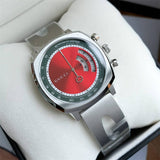 Buy Shop Gucci Grip Quartz Chronograph Red Dial Silver Steel Strap Watch For Men - YA157303 USA Online