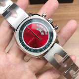 Buy Shop Gucci Grip Quartz Chronograph Red Dial Silver Steel Strap Watch For Men - YA157303 USA Online