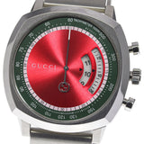 Buy Shop Gucci Grip Quartz Chronograph Red Dial Silver Steel Strap Watch For Men - YA157303 USA Online