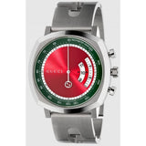 Buy Shop Gucci Grip Quartz Chronograph Red Dial Silver Steel Strap Watch For Men - YA157303 USA Online