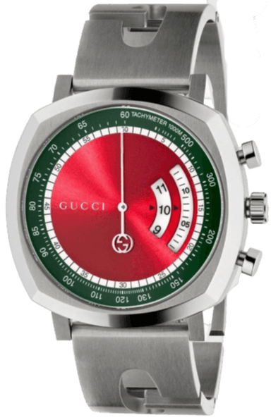 Buy Shop Gucci Grip Quartz Chronograph Red Dial Silver Steel Strap Watch For Men - YA157303 USA Online
