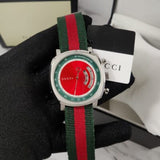 Buy Shop Gucci Grip Quartz Chronograph Red Dial Two Tone NATO Strap Watch for Men - YA157304 USA Online