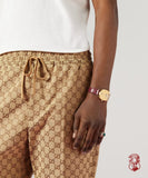 Buy Shop Gucci Grip Quartz Gold Dial Maroon Leather Strap Watch For Women - YA157402 USA Online