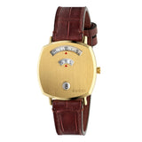 Buy Shop Gucci Grip Quartz Gold Dial Maroon Leather Strap Watch For Women - YA157402 USA Online
