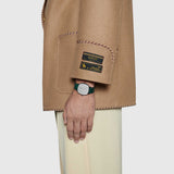 Buy Shop Gucci Grip Quartz Silver Dial Green Leather Strap Watch For Women - YA157404 USA Online