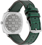 Buy Shop Gucci Grip Quartz Silver Dial Green Leather Strap Watch For Women - YA157404 USA Online