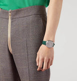 Buy Shop Gucci Grip Quartz Silver Dial Green Leather Strap Watch For Women - YA157414 USA Online