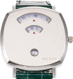 Buy Shop Gucci Grip Quartz Silver Dial Green Leather Strap Watch For Women - YA157414 USA Online