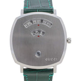Buy Shop Gucci Grip Quartz Silver Dial Green Leather Strap Watch For Women - YA157414 USA Online