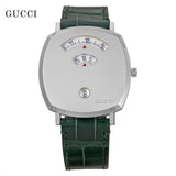 Buy Shop Gucci Grip Quartz Silver Dial Green Leather Strap Watch For Women - YA157414 USA Online